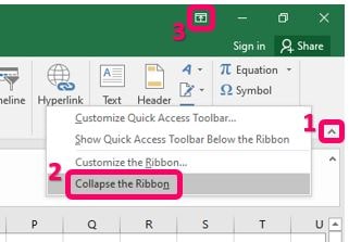 How to hide ribbon in Excel