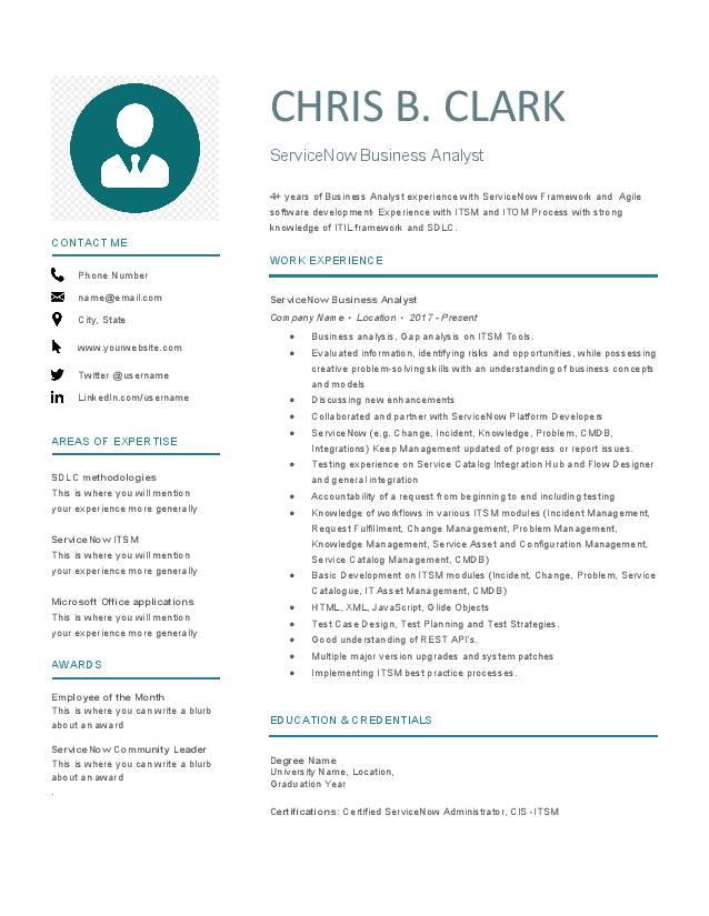 servicenow asset management resume