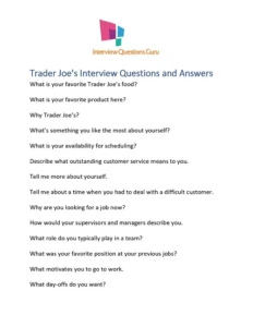 Trader Joe's Interview Questions and Answers