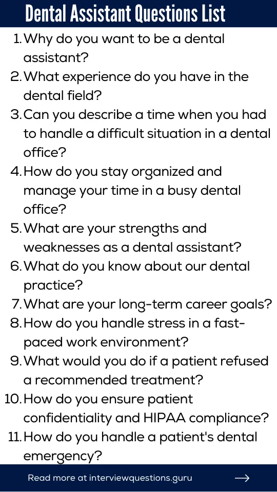 Dental Assistant Interview Questions List